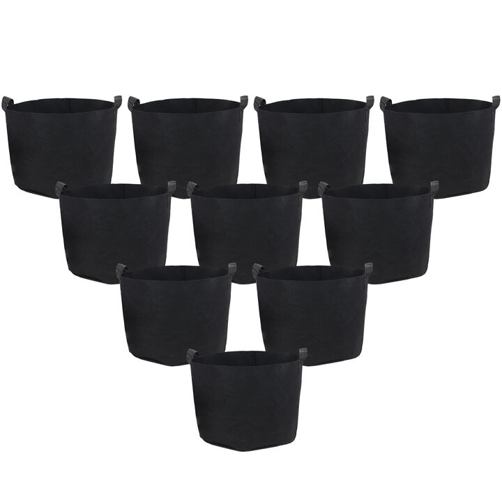 Sunnydaze Set of 10 Nonwoven Polypropylene Grow Bag with Handles - 7 gallon