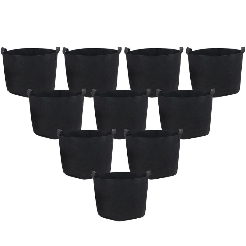 Sunnydaze Set of 10 Nonwoven Polypropylene Grow Bag with Handles - 7 gallon