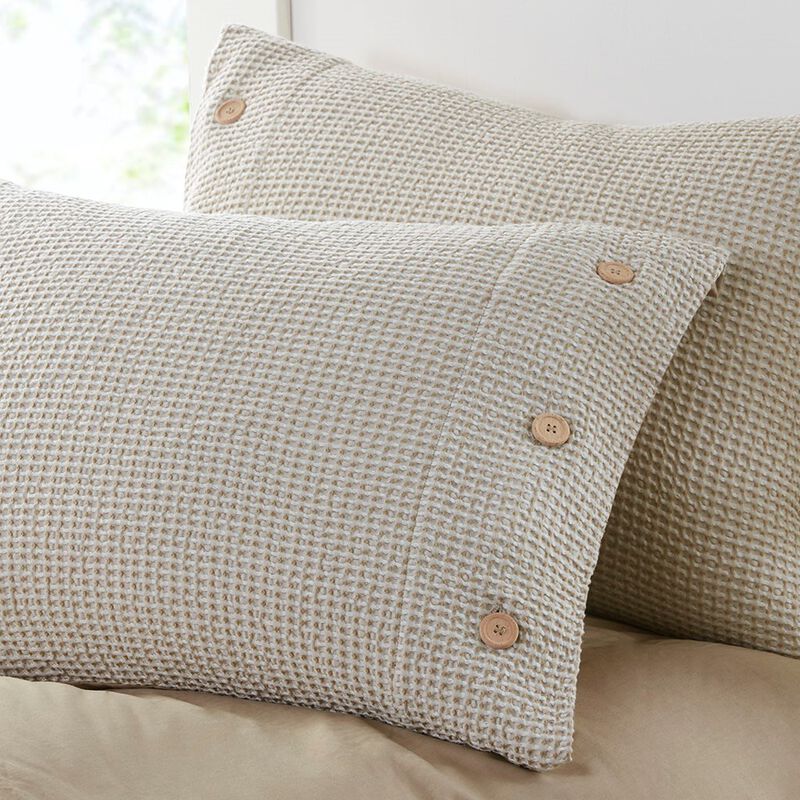 Gracie Mills Miranda 3 Piece Solid Cotton and Rayon from Bamboo Blend Waffle Weave Duvet Cover Set