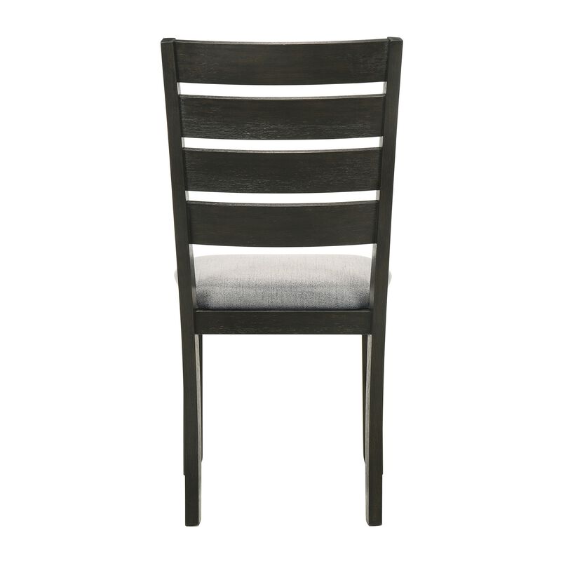 Woodlands 22 Inch Side Chair Set of 2, Soft Gray Fabric Seat, Brown Wood - Benzara