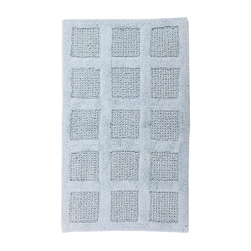 Knightsbridge Square Honeycomb 100% Cotton Reversible Bath Rug 20 X 30 Light Blue