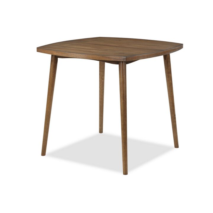 Summit 40 Inch Counter Height Table, Square Top, Rounded Edges, Wood, Brown - Benzara