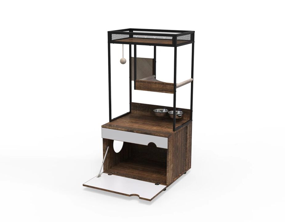 Streamdale Rustic Cat Furniture with Litter Box Enclosures