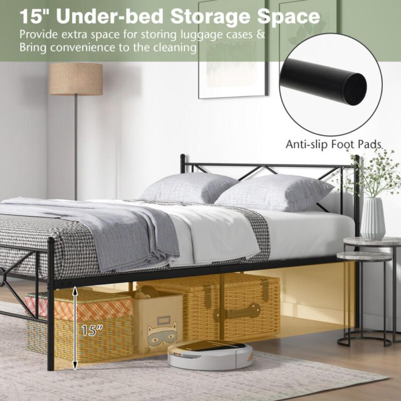 Hivvago Metal Platform Bed Frame with Headboard and Footboard