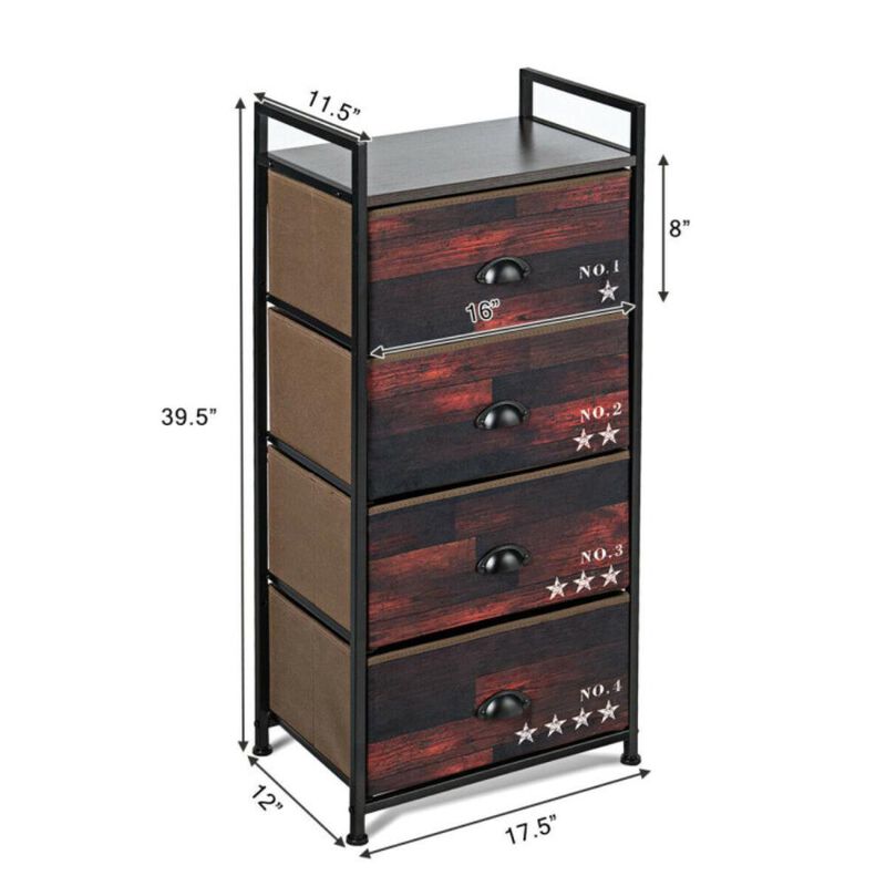 Hivvago Industrial 4 Fabric Drawers Storage Dresser with Fabric Drawers and Steel Frame