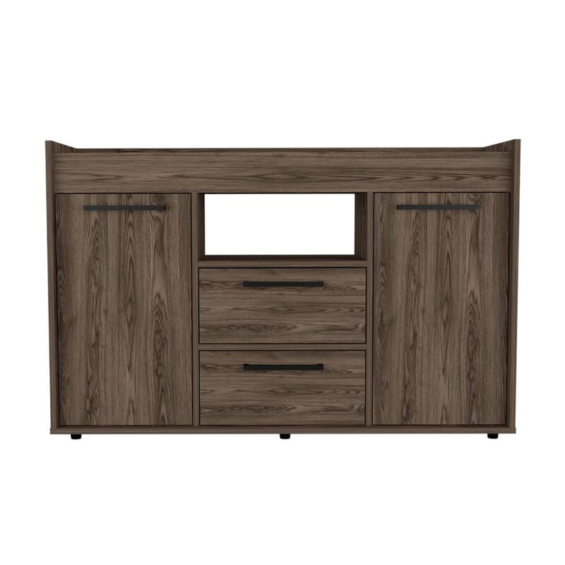 DEPOT E-SHOP Hart Sideboard Double Door Cabinet, One Open Shelf, Dark Walnut
