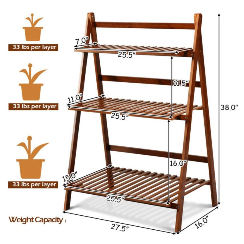 Hivvago 3-tier Folding Bamboo Flower Shelf
