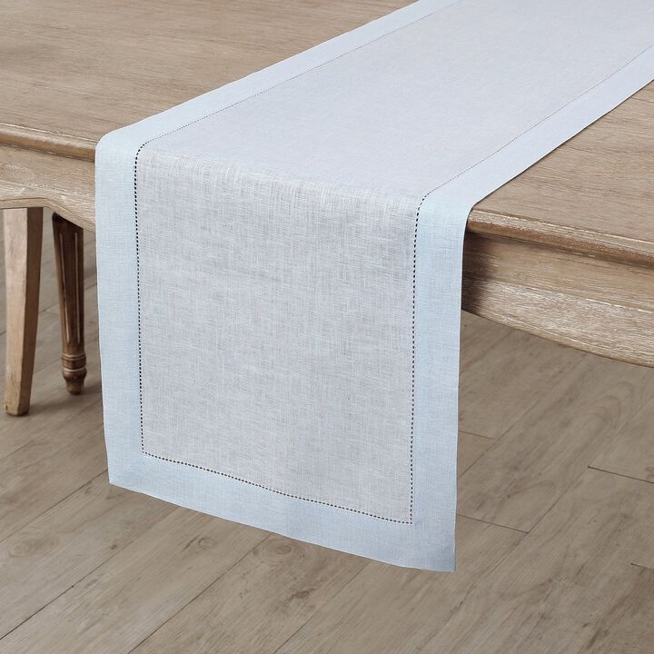 Solino Home 100% Pure Linen Table Runner | Classic Hemstitch for Thanksgiving, Christmas