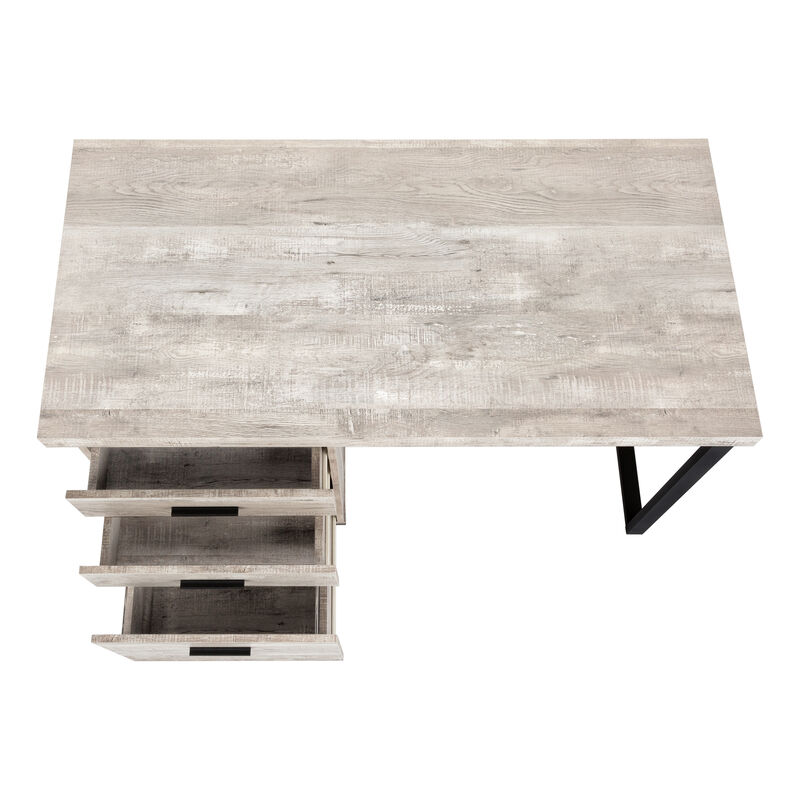 Monarch Specialties I 7410 Computer Desk, Home Office, Laptop, Left, Right Set-up, Storage Drawers, 48"L, Work, Metal, Laminate, Beige, Black, Contemporary, Modern