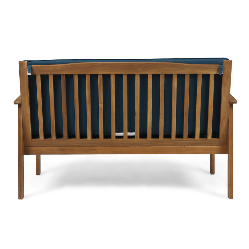 Merax Acacia Wood Outdoor Loveseat Sofa Chair