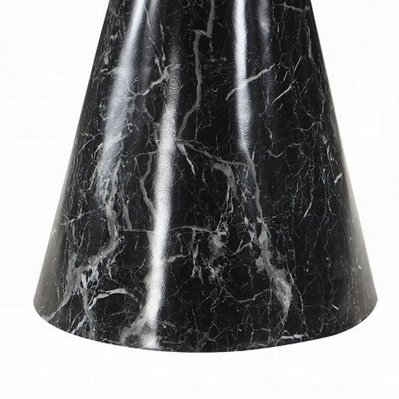 Olivia Dining Table, Pedestal Base, 48 Inch Round Black Faux Stone Top - Benzara