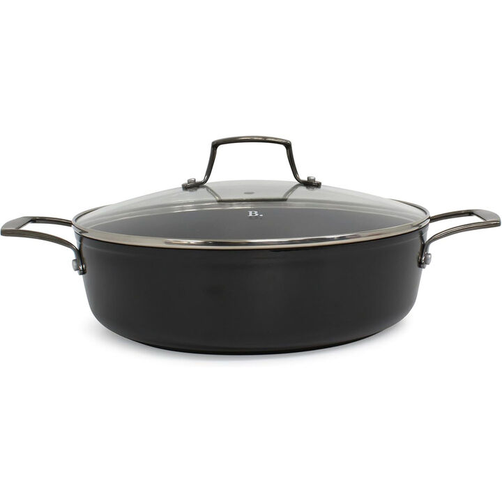 Blu. Cookware 11” Saute Pan with Lid, Non-Toxic, Non-Stick Ceramic, PFA/PFOA-Free Pan, Suitable for All Cooktops, Includes Cleaning Bamboo Brush