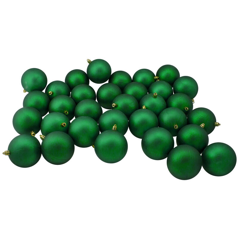 32ct Xmas Green Shatterproof Matte Christmas Ball Ornaments 3.25" (80mm)