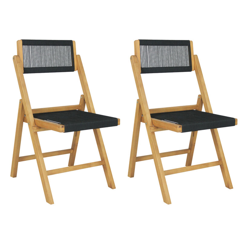 Olivier Coastal Modern Wood Roped Folding Chair with Adjustable Back