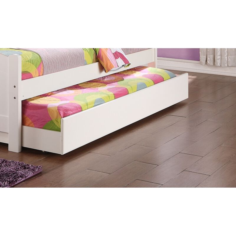 Twin Size Bed with Trundle Slats Pine Plywood Kids Youth Bedroom Furniture