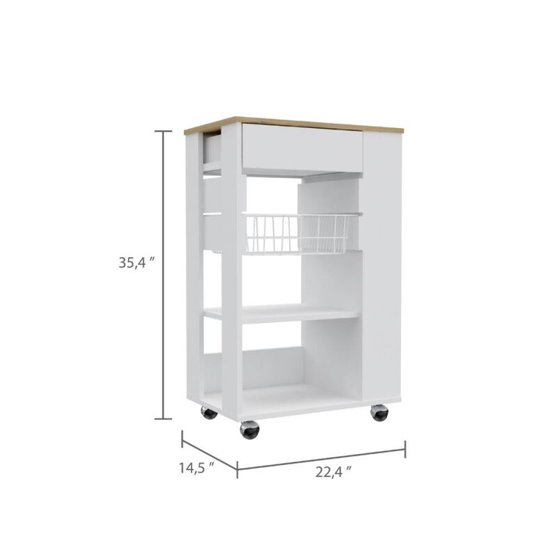Streamdale Prospect 5-Shelf 1-Drawer Kitchen Cart White And Light Oak