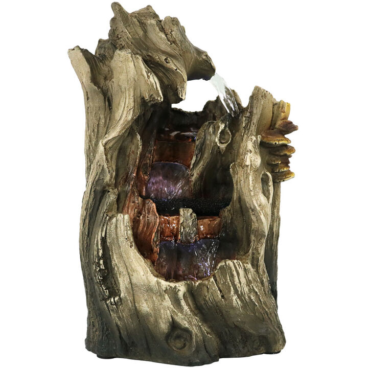 Sunnydaze Cascading Caves Polyresin Indoor Water Fountain with LED - 14 in