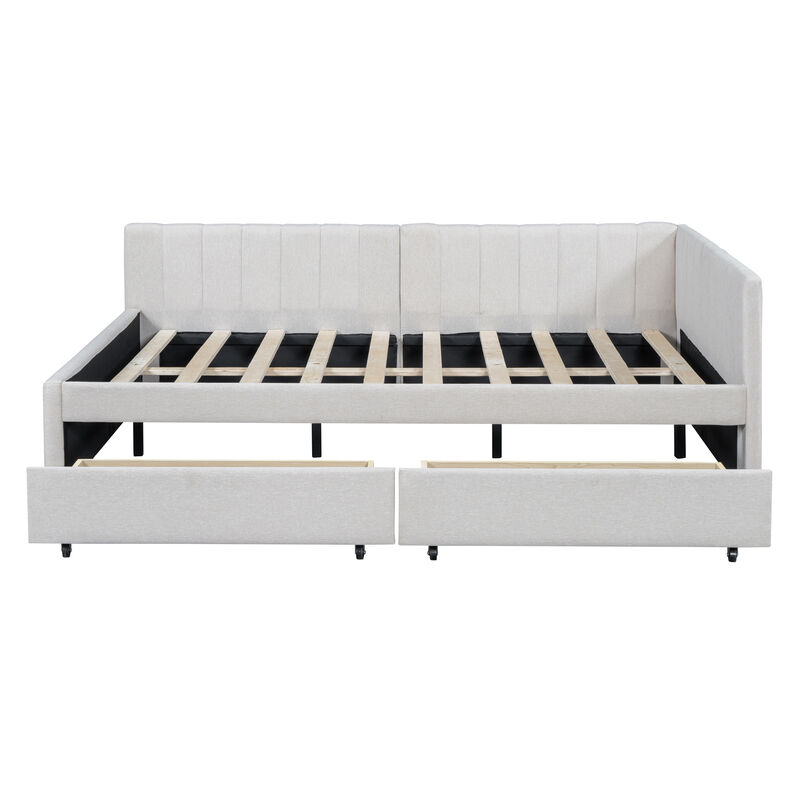 Merax Upholstered Daybed with 2 Storage Drawers