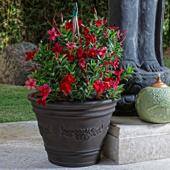 Sunnydaze Laurel Dual-Wall Polyresin Planter - Rust