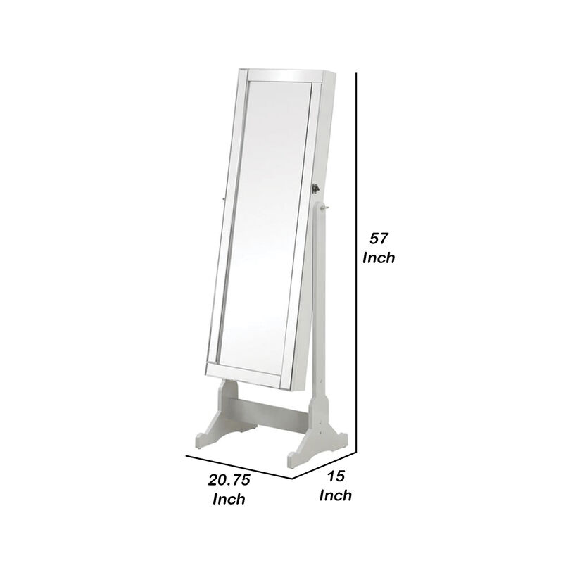 Beautiful  Jewelry Cheval Mirror  With Interior Storage, Gray-Benzara