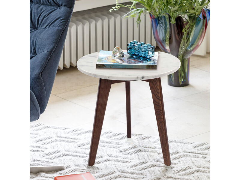 Cherie 15" Round Italian Carrara Side Table