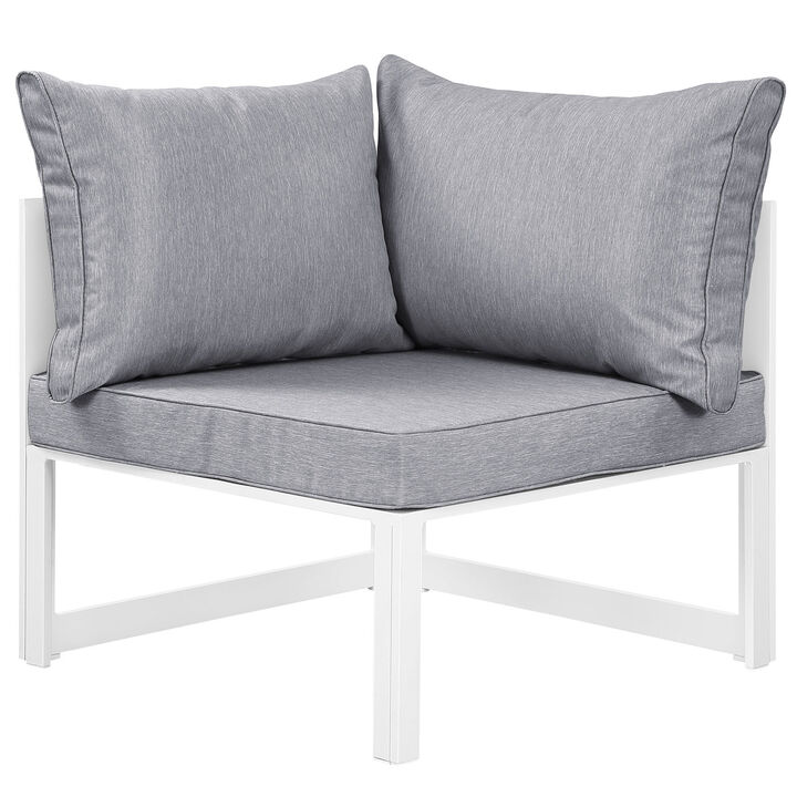 Fortuna 7 Piece Outdoor Patio Sectional Sofa Set - White Gray