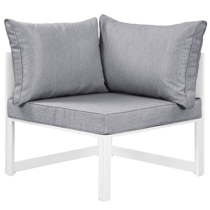 Fortuna 7 Piece Outdoor Patio Sectional Sofa Set - White Gray