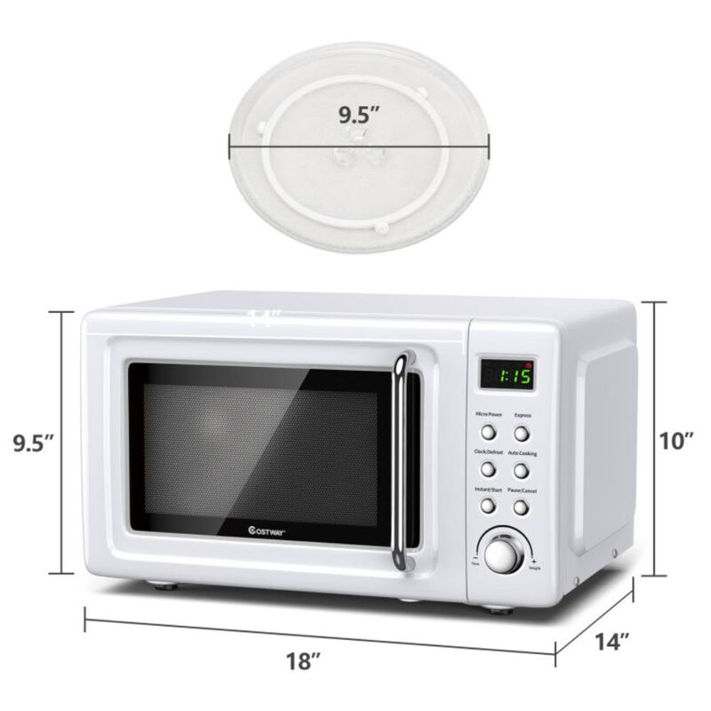 Costway 700W Retro Countertop Microwave Oven with 5 Micro Power and Auto Cooking Function