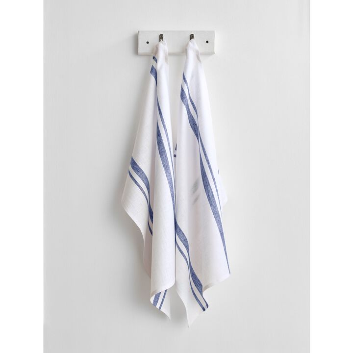 Solino Home 100% Pure Stripe Linen Kitchen Towels 17x26" Set of 2 for Spring & Easter | French Stripe