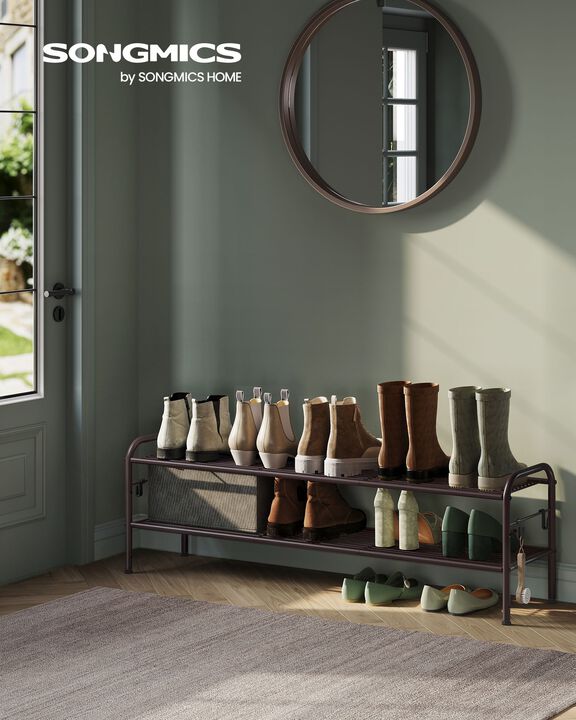 Wide 2-Tier Metal Shoe Rack