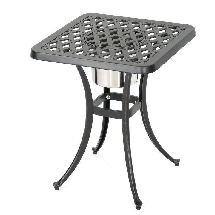 Cast Aluminum Bistro Table with Ice Bucket for Summer Dining