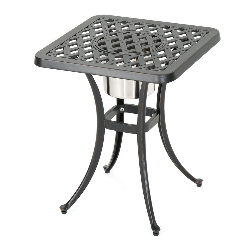 Cast Aluminum Bistro Table with Ice Bucket for Summer Dining