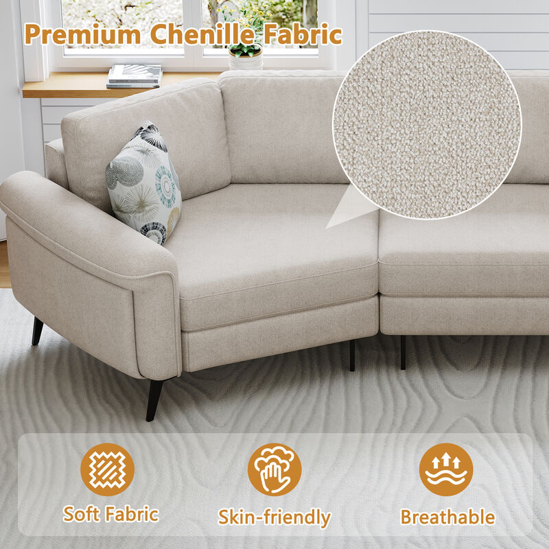 Merax Upholstered 3-seater Sofa Curved Sofa Couch