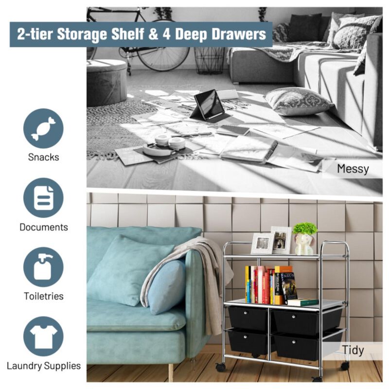 Hivvago 4 Drawers Shelves Rolling Storage Cart Rack