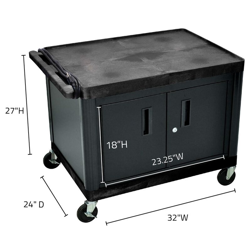 AV Cart with Locking Cabinet 27" H