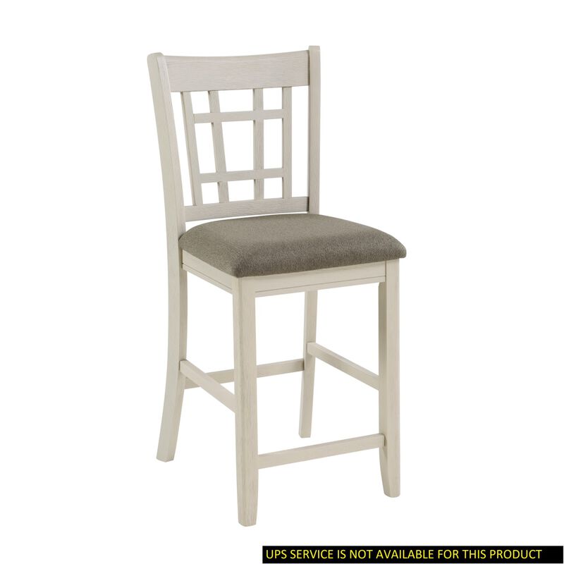 Antique White Wood Counter Height Chair Set 2 Piece
