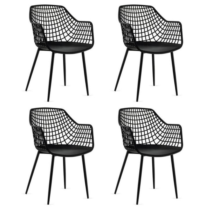 Hivvago Set of 4 Heavy Duty Modern Dining Chair with Airy Hollow Backrest