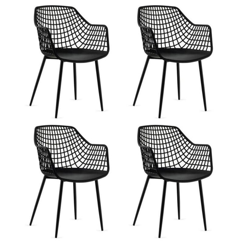 Hivvago Set of 4 Heavy Duty Modern Dining Chair with Airy Hollow Backrest