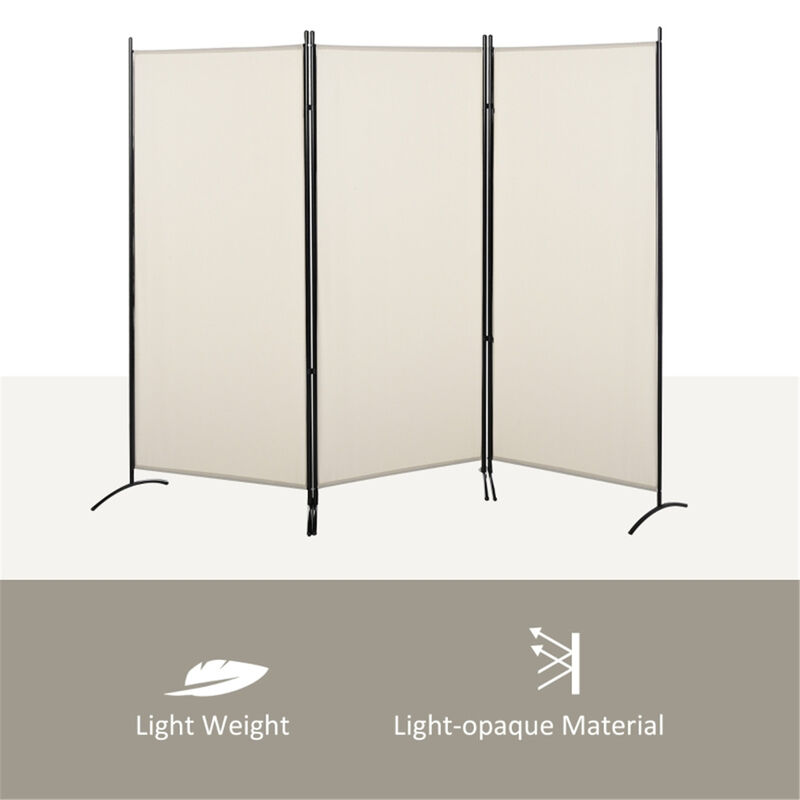 3-Panel Privacy Screen Portable Room Divider with Hinged Design
