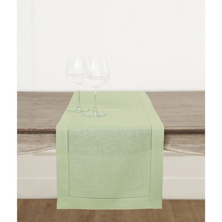 Solino Home 100% Pure Linen Table Runner | Classic Hemstitch for Thanksgiving, Christmas