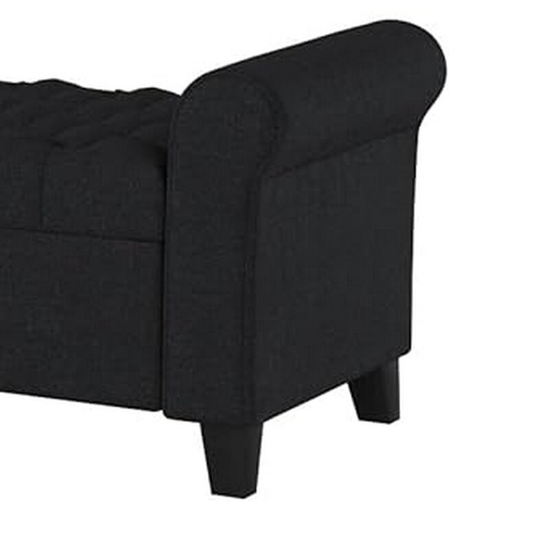 Shawn Storage Bench with Rolled Arms, 50 Inch Button Tufted Dark Gray  - Benzara