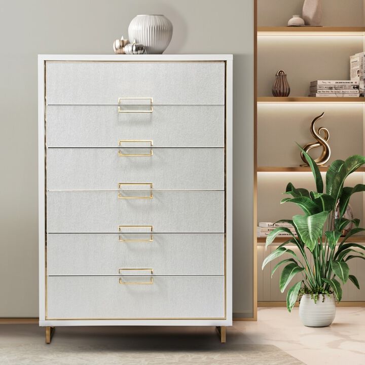 Michael Amini Palm Gate 6-Drawer Chest - Cloud White