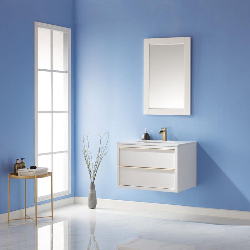 Altair 30 Single Bathroom Vanity Set in White with Mirror