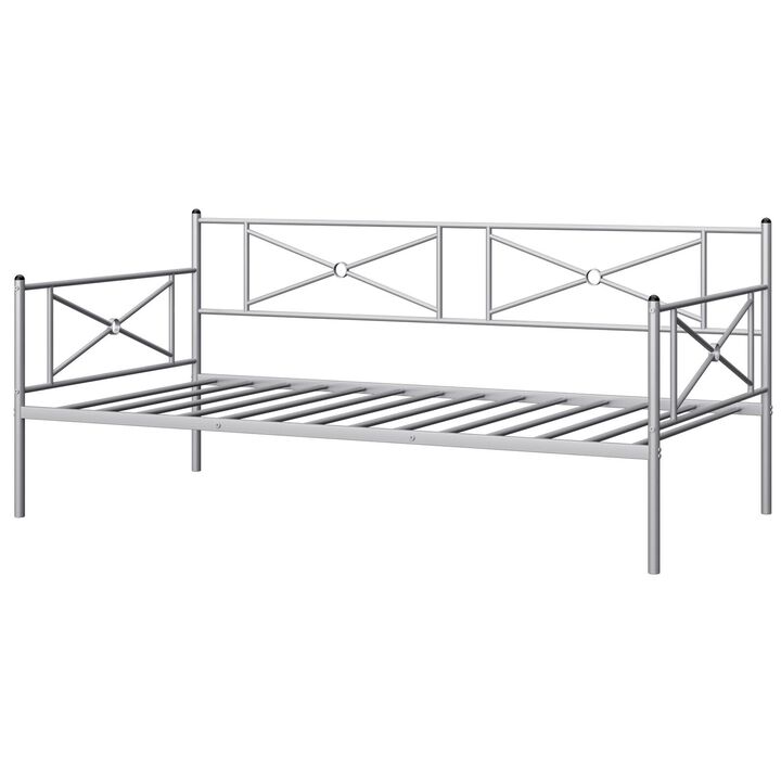 Twin Bed Frame with Steel Slats for Stability – Versatile Sofa Bed Design