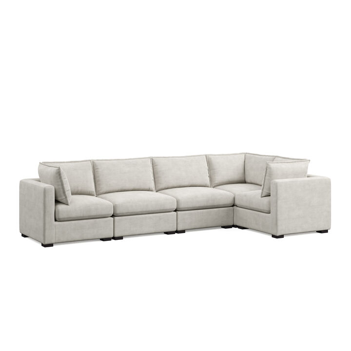 Bennett 5 Piece Flange Seam Modular Sofa  - Tan Twill