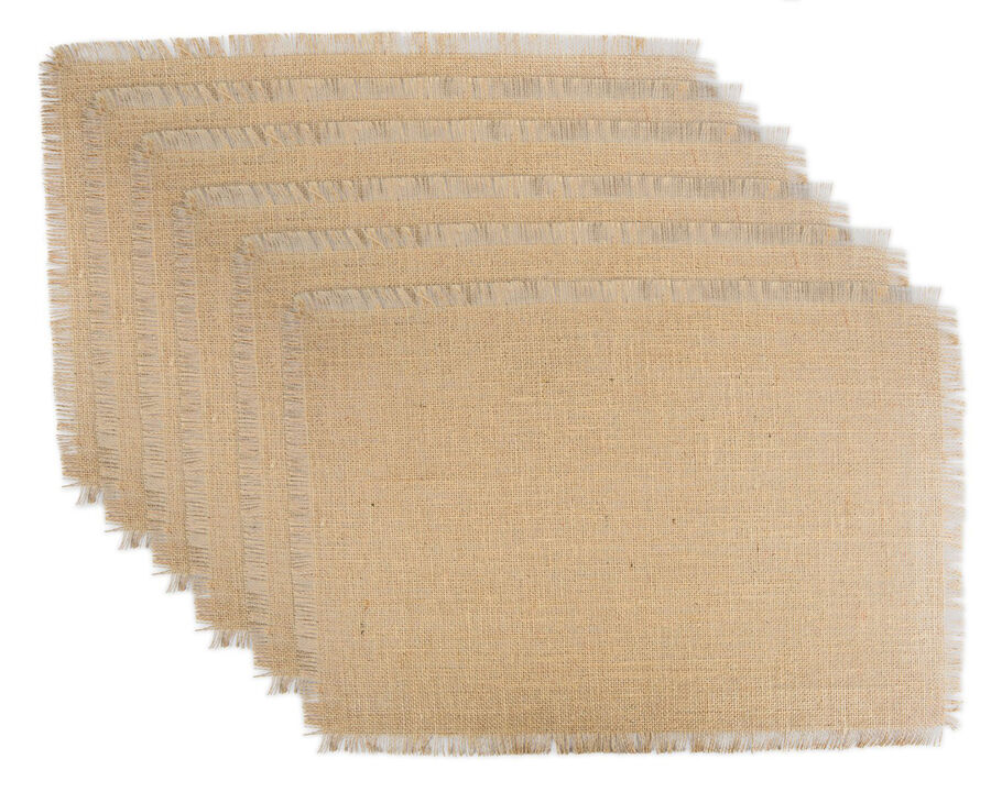 Set of 6 Brown Solid Patterned Rectangular Placemats 19" x 13"