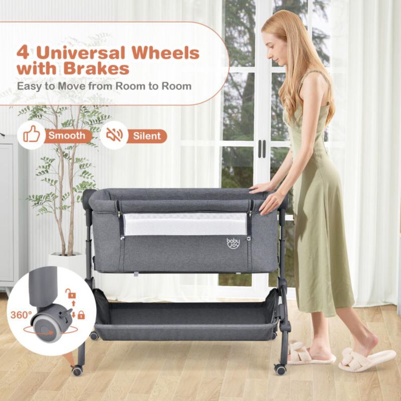 Hivvago 3-in-1 Baby Bassinet with Double-Lock Design and Adjustable Heights