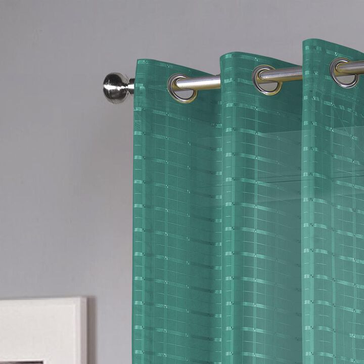 Olivia Gray Wanda Box Voile Grommet Panel - Machine Washable Polyester Curtain Panels with 8 Shiny Silver Grommets