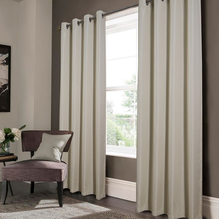 Oliva Gray Lucas Jacquard Blackout Grommet Panel - 52x84" Beige