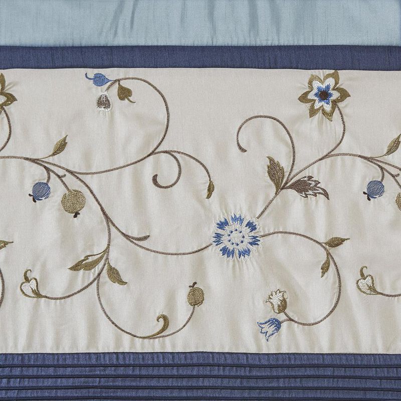 Belen Kox Serene Navy Embroidered Window Valance, Belen Kox